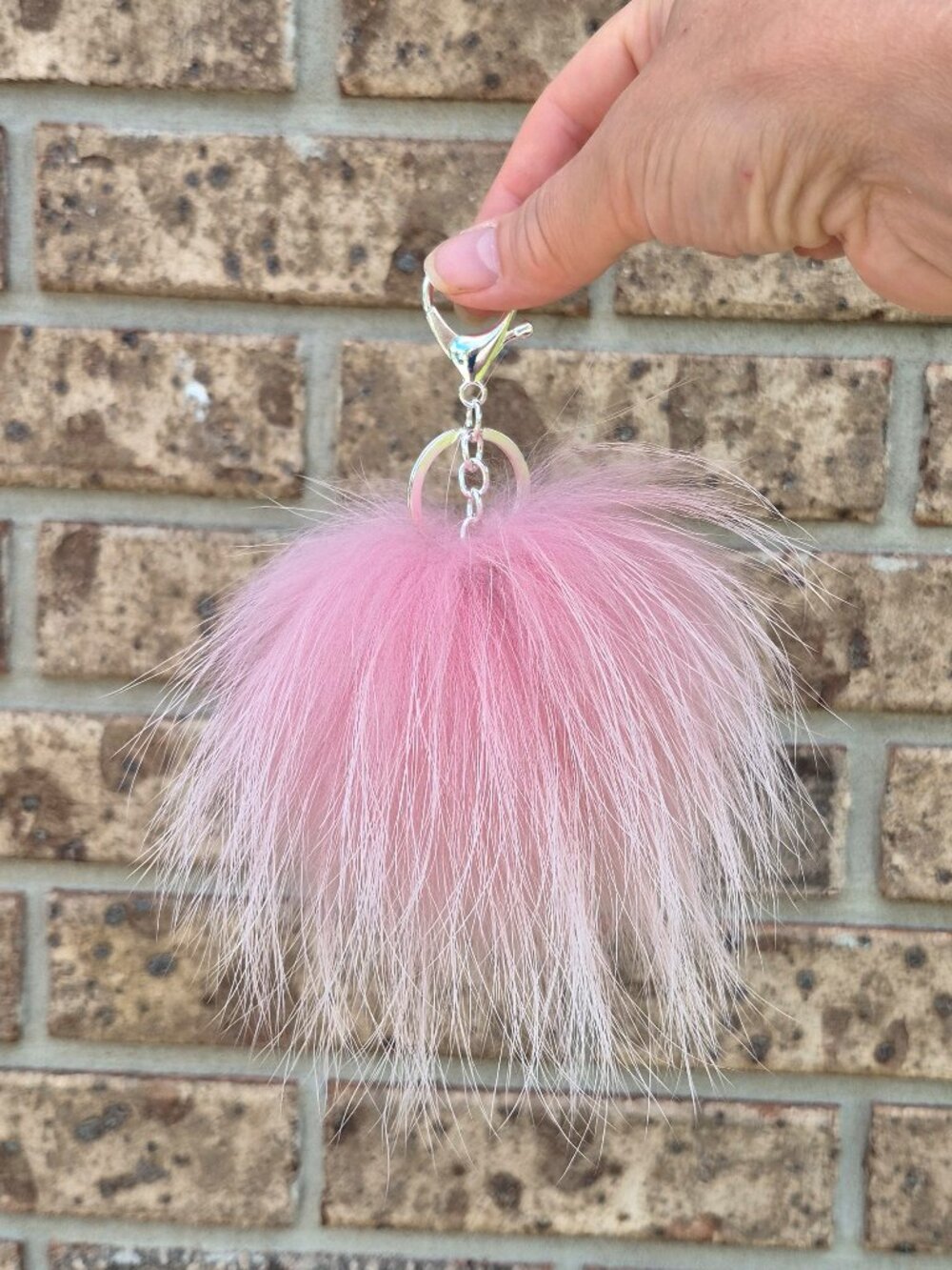 Pink Real Fur Pom Key chain | Bag Charm Accessory
